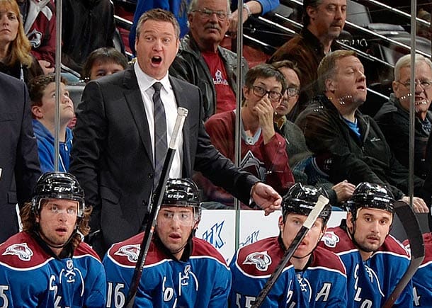 Coach Patrick Roy of the Colorado Avalanche